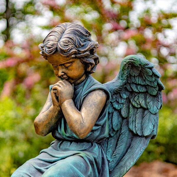Angel Praying on Pedestal Garden Statue