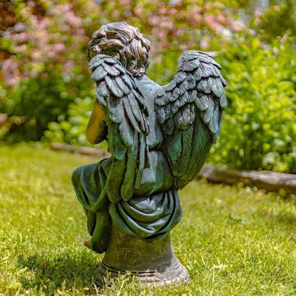 Angel Praying on Pedestal Garden Statue