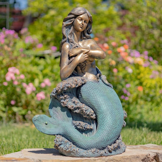 Mermaid Sitting on Rock Sculpture