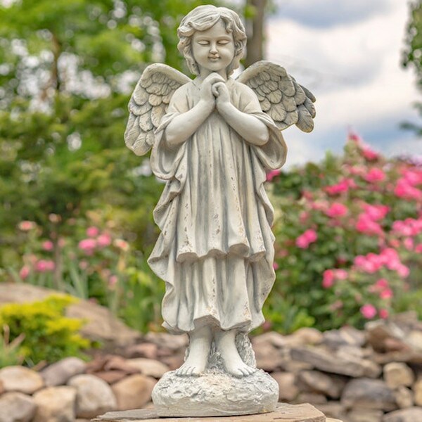 Angel Praying Statue 39" High Antique White