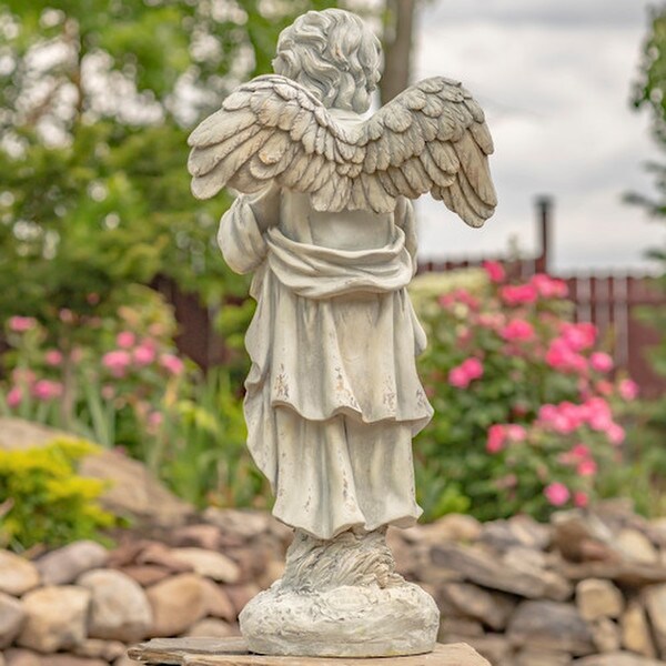 Angel Praying Statue 39" High Antique White