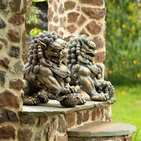 Foo Dogs Imperial Guardian Lions Statues Pair