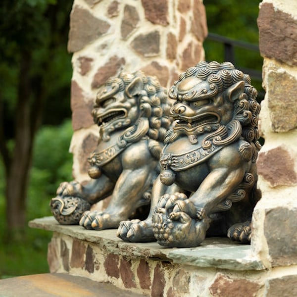 Foo Dogs Imperial Guardian Lions Statues Pair