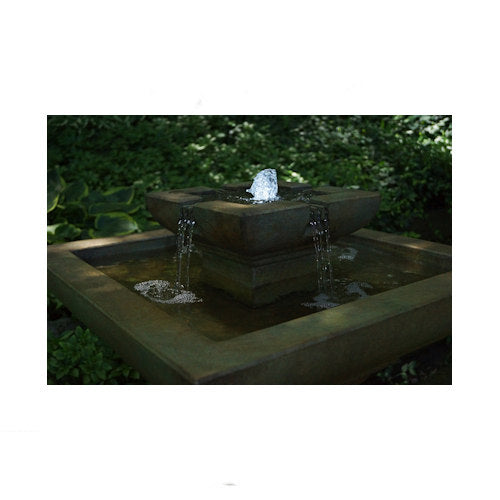 Close Up Photo Falling Water Garden Fountain with Light Concrete
