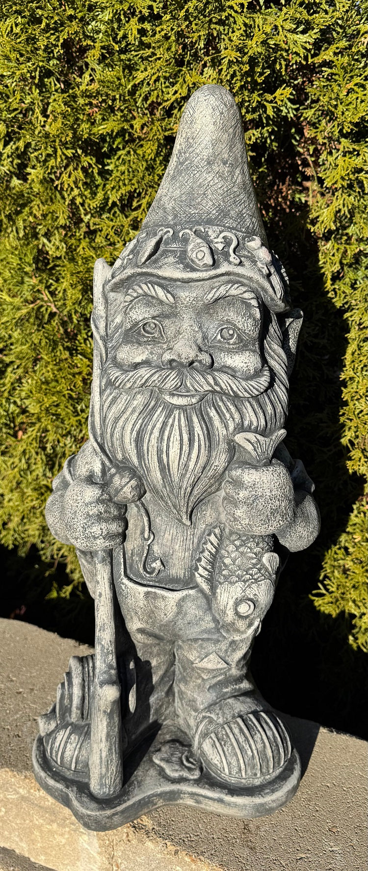 Meet our delightful Angler Garden Gnome, a whimsical concrete sculpture that brings a splash of charm and a dash of humor to any outdoor space
