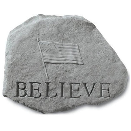 American Flag with the Words Believe Engraved Garden Stone