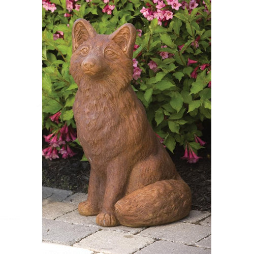 Fox Garden Statue Cement Sculpted Detail Ears Wildlife Yard Art