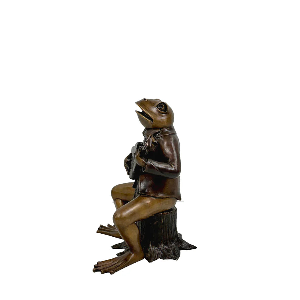 Frog Playing Guitar Bronze Sculpture Singing high end statue