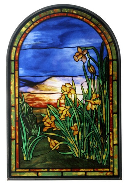 Art Glass Replica of Daffodils by Tiffany Hanging Window Display