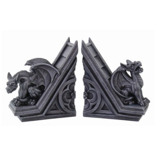 Gargoyle Bookends Ornate winged gargoyles of Medieval spires perched