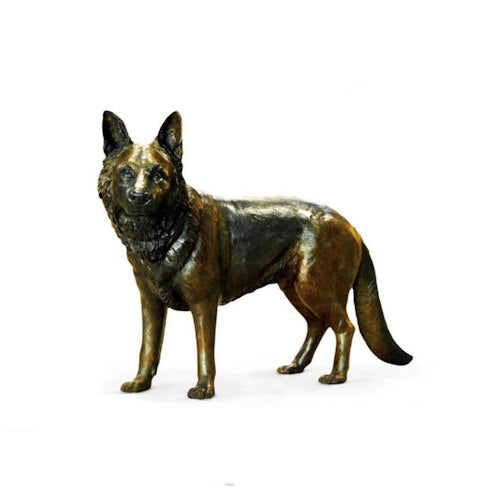 German Shepherd Bronze Dog Life-Size Statue
