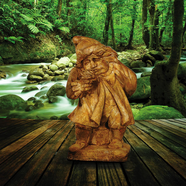 Gnome of Pity with Rose Garden Statue holding rose sorrow outdoor sculpture