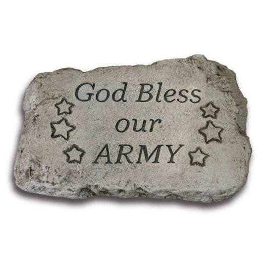 Military Memorial God Bless Our Army Garden Stone Cement Artwork