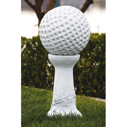 Golf Ball On Vine Pedestal Golfer Statue Garden Sculpture on Base Cement Outdoor