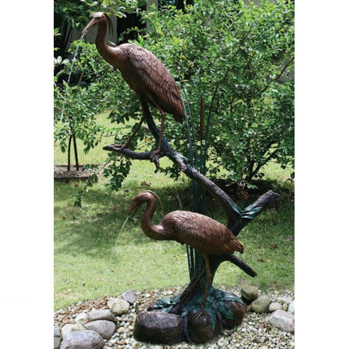 Grand Crane Pair Water Feature 65" High