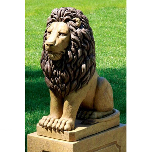 Grandessa Sitting Lion Sculpture Detailed Stain