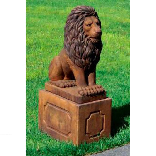 Grandessa Sitting Lion on Pedestal Sculpture Set