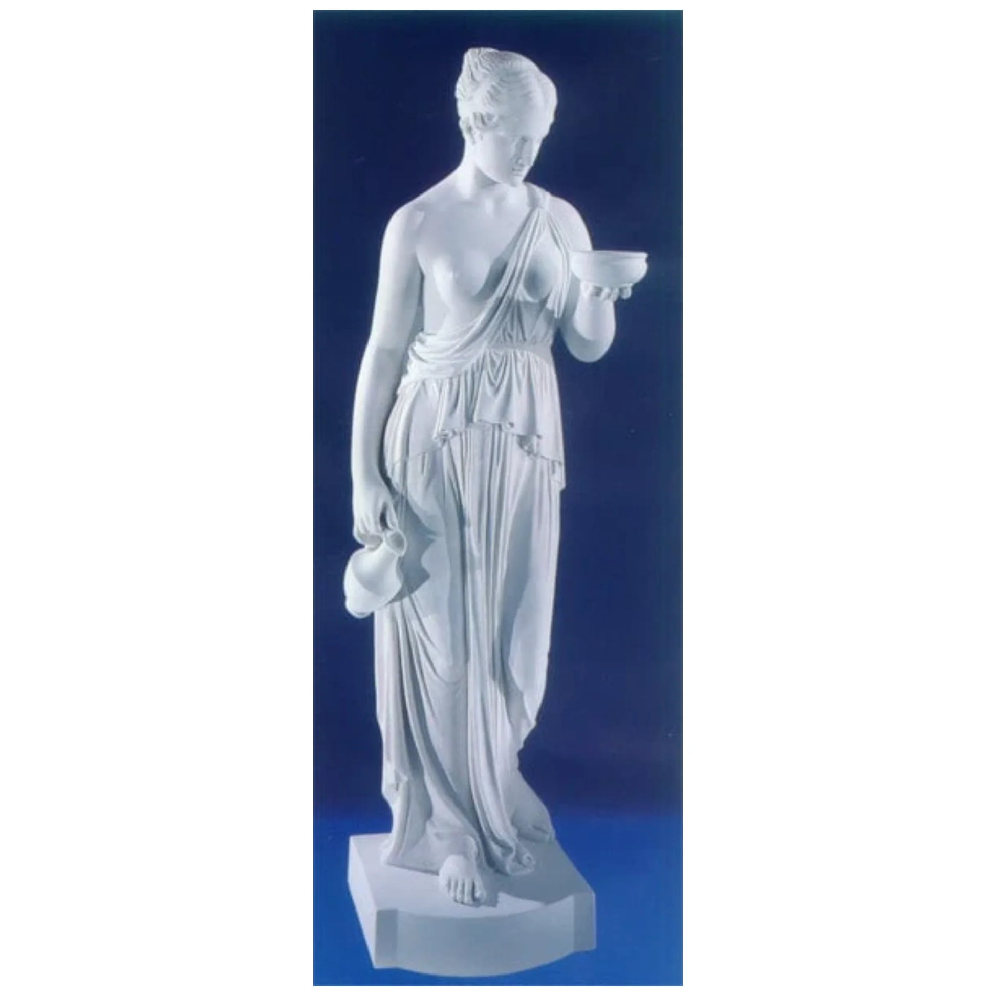 32-inch Italian marble statue of Hebe by Bertel Thorvaldsen, a neoclassical artwork ideal for elegant interiors, art displays, or classical home dΓ©cor - White Italian marble