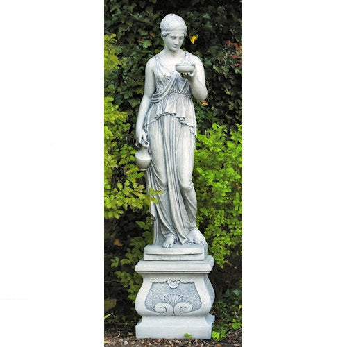 Hebe Life Size Statue With Fancy Square Pedestal 83" High