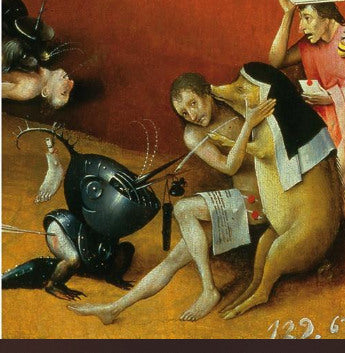 Back view Helmeted Bird Larger Monster by Hieronymus Bosch from the Garden of Earthly Delights
