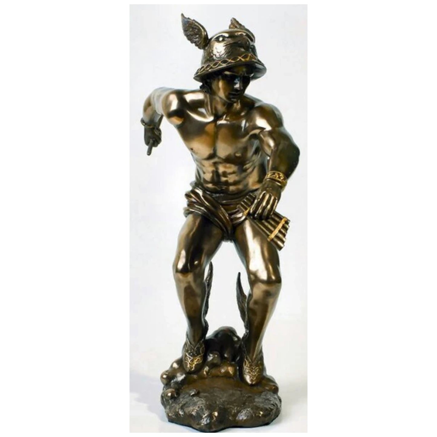 Messenger Of The Gods Statue Mercury with pipes sculpture