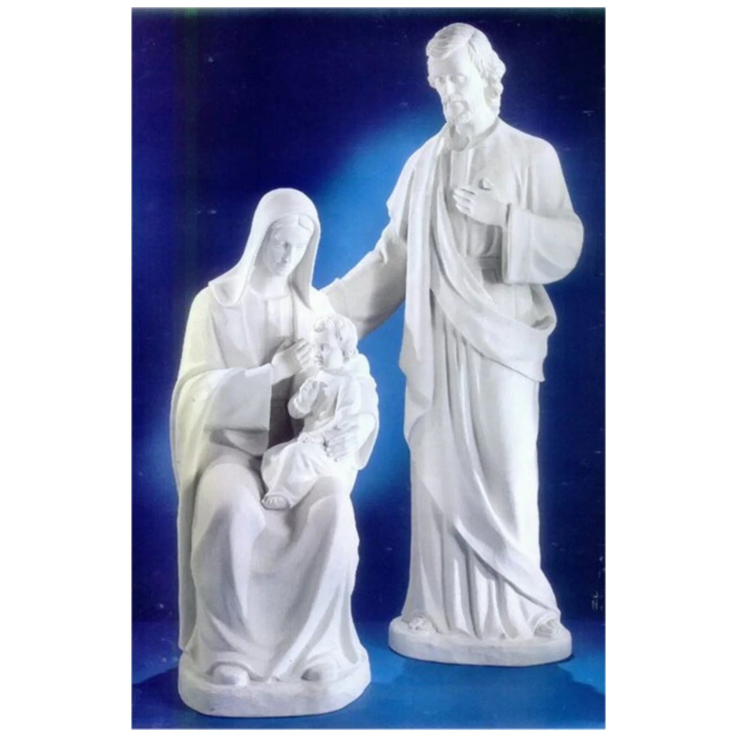 73-inch Italian marble Holy Family statue, perfect for church grounds, religious gardens, or devotional memorial displays