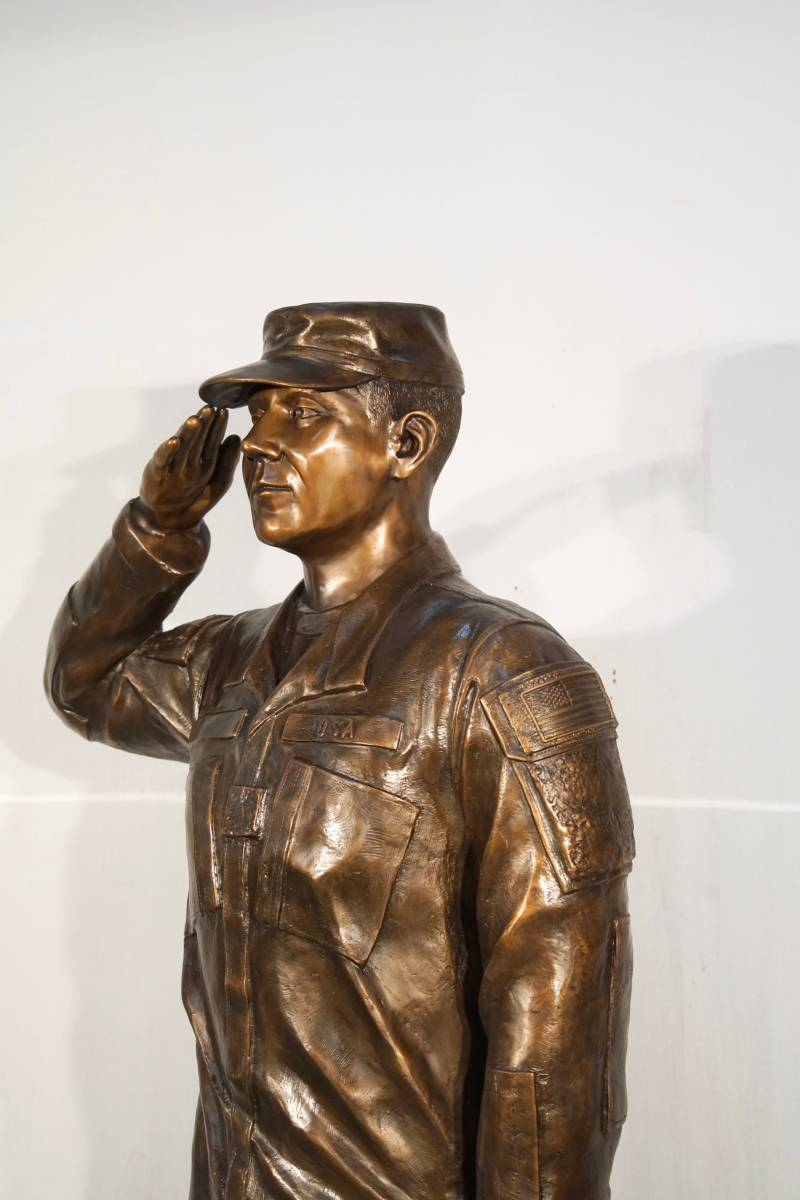 Honor in Service Bronze Soldier Memorial Statue life-size tribute sculpture saluting