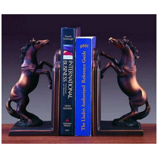 decorative stallions sculptural pair, two books held up by the rearing horses.