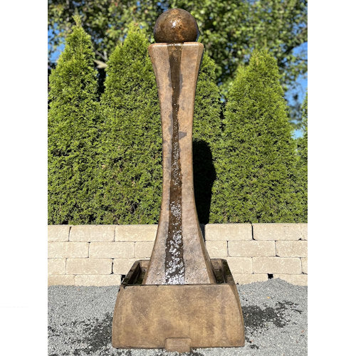 Hourglass Tall Contemporary Garden Fountain Modern Cement Artwork Geometric