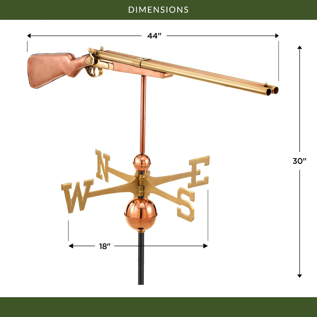 Hunterβs Lodge Shotgun Weather Vane handcrafted copper weathervane shows sizes