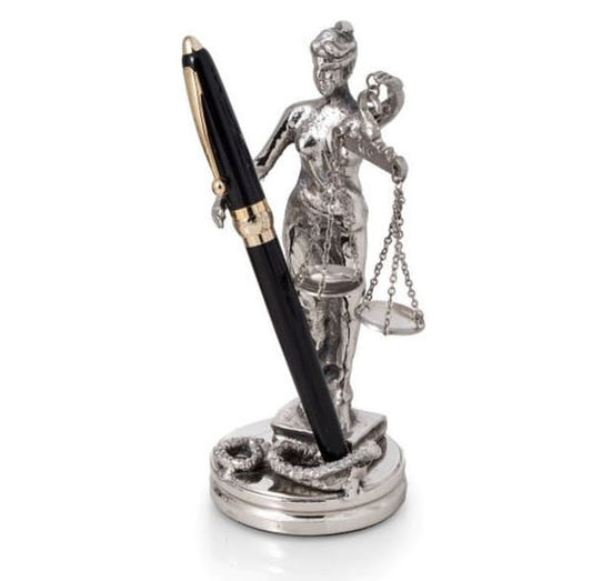 Blind Lady Justice Penholder Statue Decorative Law office Sculpture