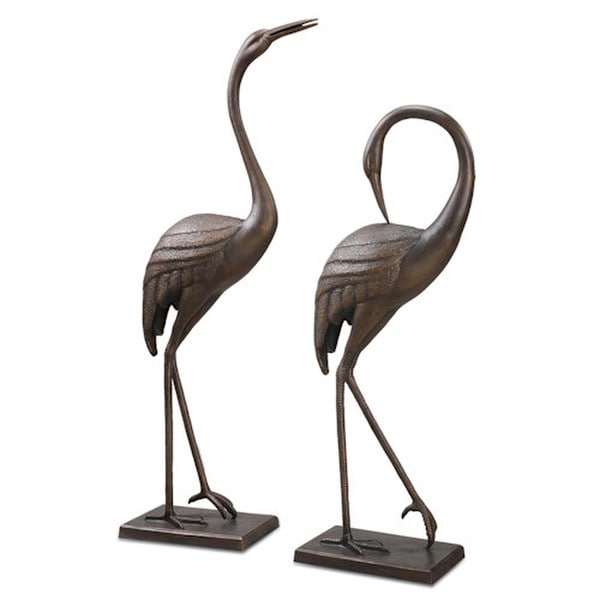 Contemporary Design Graceful Garden Crane Pair Statues Art Deco Style