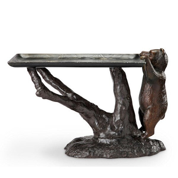 Side Decorative Bear End Table Climbing Peeking Sculptural Aluminum