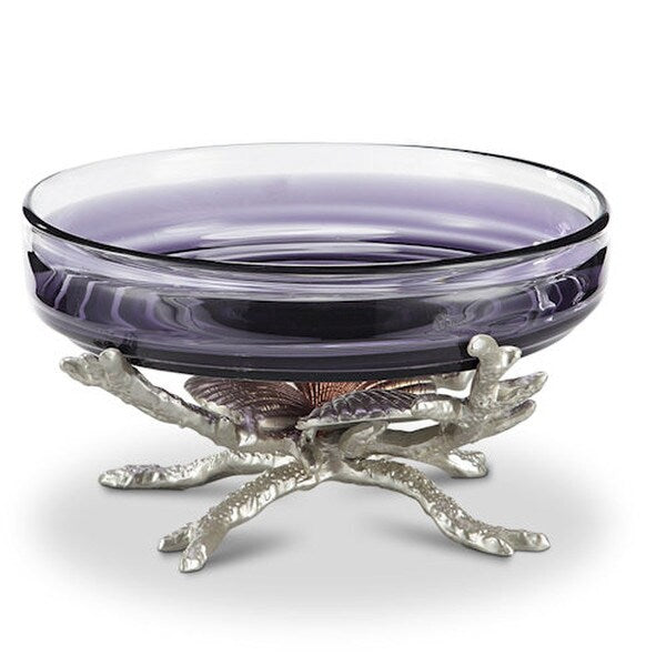 Shell Decorative Bowl Glass Insert Sculptural Trio Purple Aluminum Art