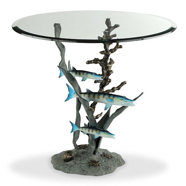 Reef Retreat Barracuda Fish in Reeds Accent Table sculptural Side Sculpture