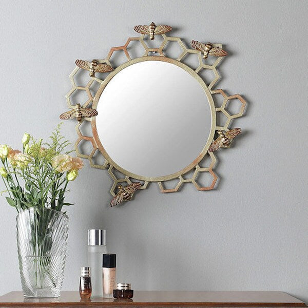 Honeycomb and Bee Wall Mirror sculptural unique and stylish decorative