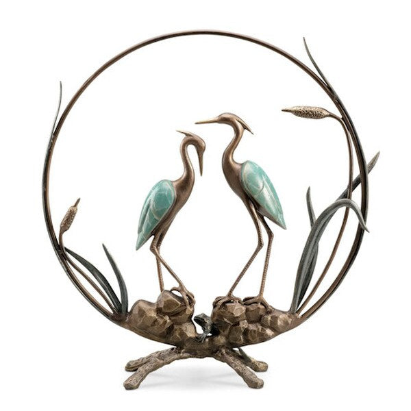 Graceful Herons in Circlet Sculpture Art Deco