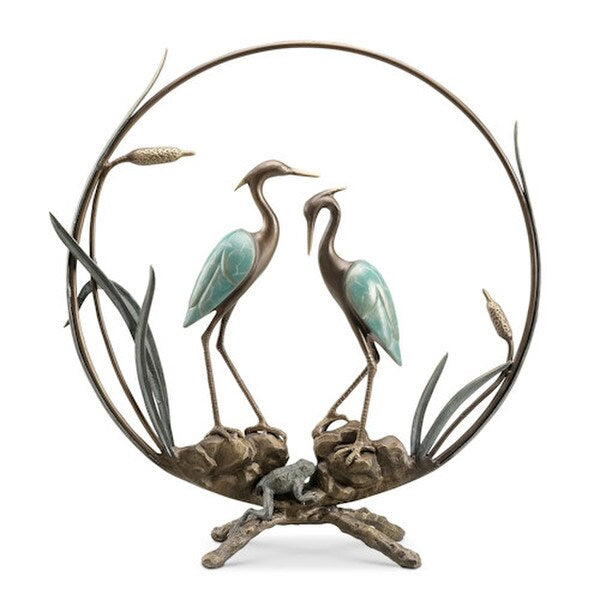 Graceful Herons in Circlet Sculpture Art Deco