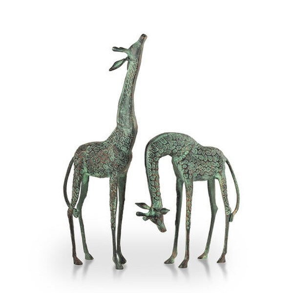 Giraffes Garden Sculptures Tall Aluminum Statues Pair Set Duo Outdoor