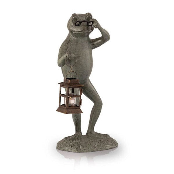 Frog Professor candle Light Garden Statue Glasses Teacher Sculpture