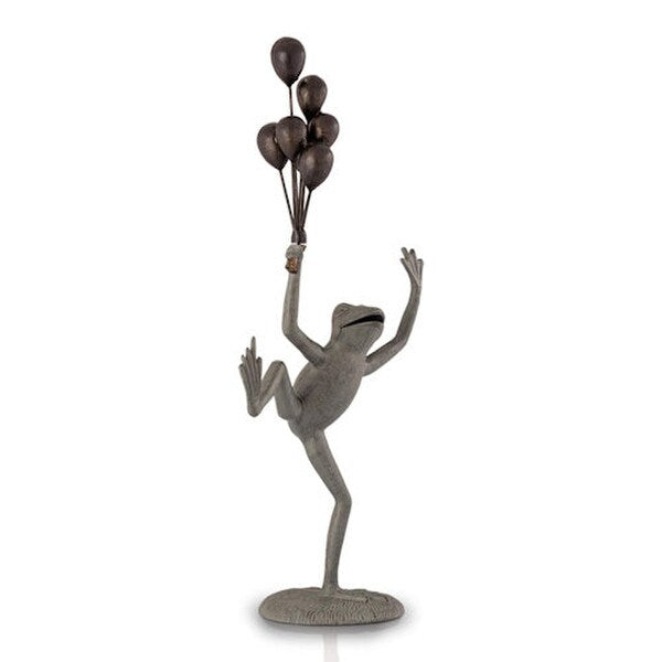 Balloons Seller Frog Garden Sculpture Aluminum Funny Whimsy Statue