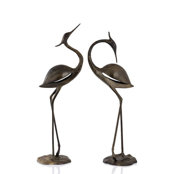 Graceful Herons Pair Sculptures Art Deco