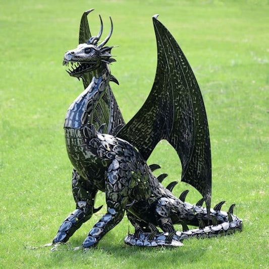 Dragon Statue Sentry Iron Sculpture Large Outdoor metal statue freestanding