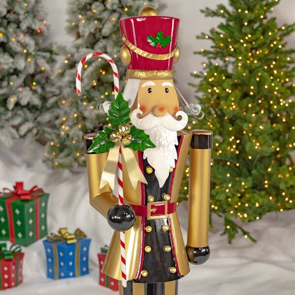 Nutcracker with Candy Cane Lighted Statue
