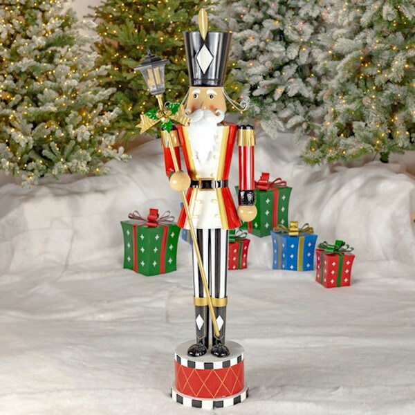 Nutcracker with Christmas Lantern Statue