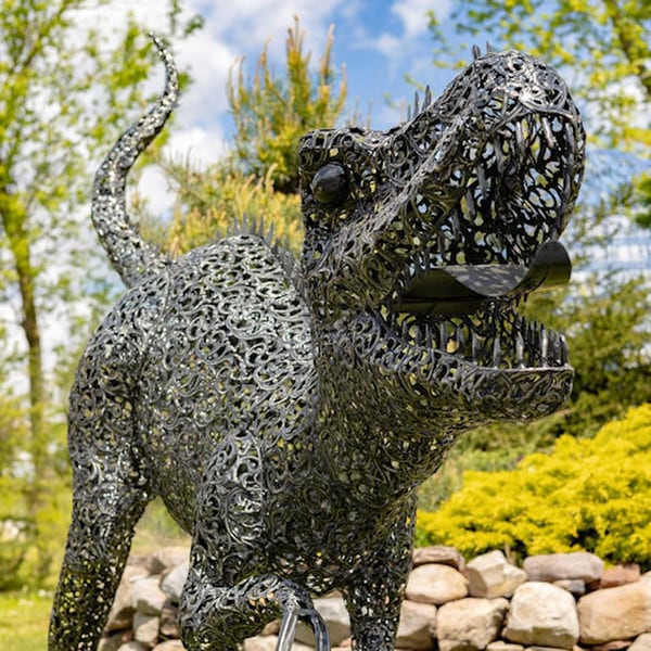 Roaring Tyrannosaurus Metal Dinosaur Sculpture Giant Outdoor Statue