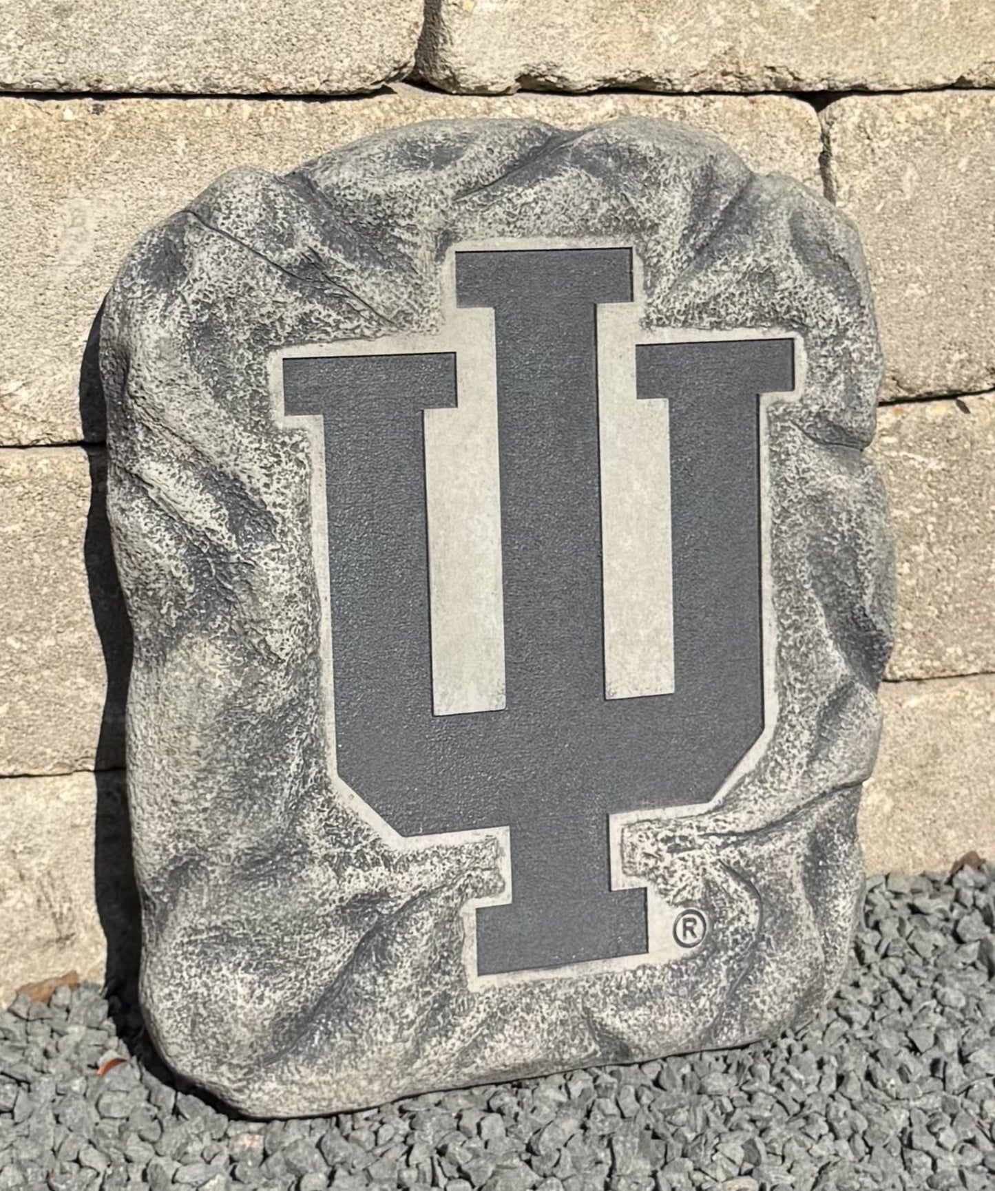 Indiana University Trident logo stepping stone 11 inches square
IU Hoosiers cast stone garden plaque with rugged texture