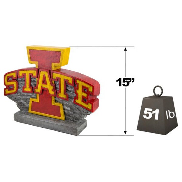 Iowa State College Log Sculpture Mascot | Team Colors shows weight of sculpture