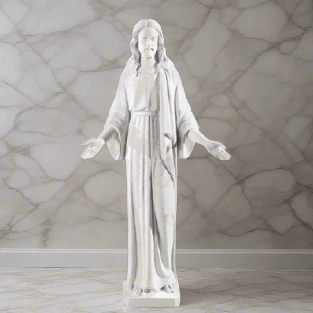 Italian Marble Standing Jesus Blessing 32"high