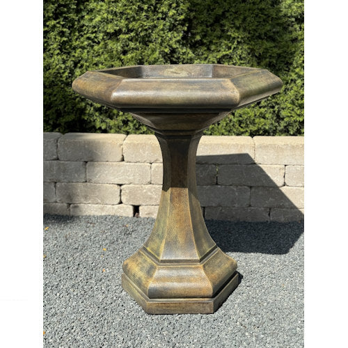 Cement Henri Kensington Bird Bath Garden Stone Hexagon Top Art